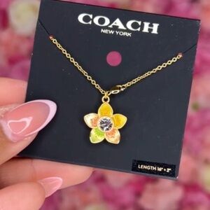 Coach Gold Floral Necklace with Yellow and Orange Accents